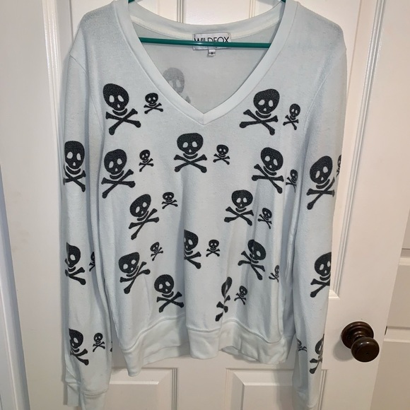 Wildfox Skull V-Neck Sweater - Picture 1 of 7